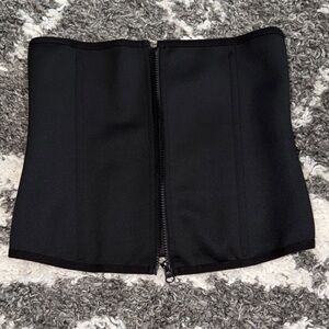 NWOT Black Waist Trainer Corset 2 straps with hook and zipper - XL